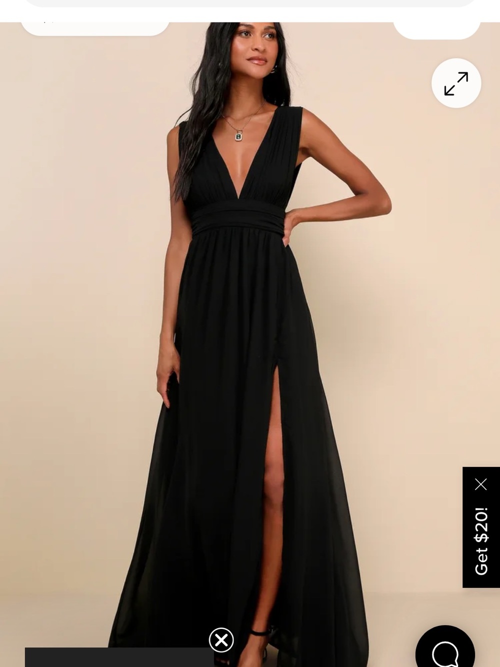 Lulu's Black Plunging V-Neck Maxi Dress with Thigh Slit